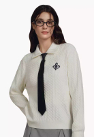 Palladium 女裝鳶尾花 LOGO 絞花針織 POLO 毛衣