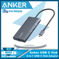 Anker USB C Hub PowerExpand 6-in-1 USB C Hub Adapter with 4K 60Hz HDMI and DP 100W Power Delivery, USB-C and 2 USB-A Data Port
