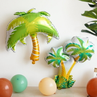 森林綠色系椰樹氣球裝飾布置沙灘造型卡通氣球樹葉卡通氣球仙人掌