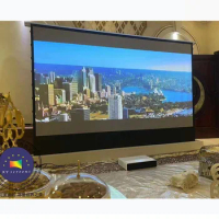 4K Ultra Short Throw Projector Screen ALR Grey Canvas 100 Inch Electric Floor Rising Up Projection Screen For UST Beamer
