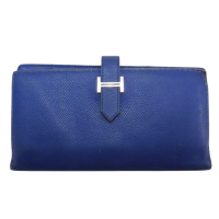 【二手名牌BRAND OFF】HERMES 愛馬仕 電光藍 Epsom皮革 Bearn 長夾 □R刻 銀扣
