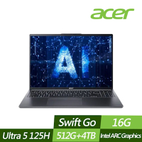 ACER 宏碁 SFG16-72-56R3 15.6吋電競筆電 (Ultra 5 125H/16G/512G+4TB PCIe SSD/Win11/特仕版)