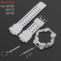 High Quality Resin Strap for Casio GA700 GA-700SK GA710 GA735 Rubber Watchband with Watch Case Rubber Strap Men's Accessories