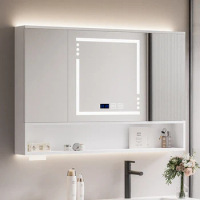 Folding mirror cabinet, bathroom cabinet, bathroom hidden intelligent mirror cabinet, wall mounted bathroom mirror cabinet