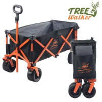 TreeWalker 新款馴鹿露營裝備推車(可煞車加寬輪)-橘