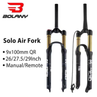 Bolany MTB Air Fork Suspension Solo Air Bicycle Front Suspension Plug Stroke 100-120MM 26/27.5/29inch Straight/Tapered Tube