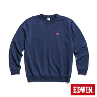 EDWIN 小 BOX LOGO長袖T恤-男款 丈青色 #丹寧服飾特惠