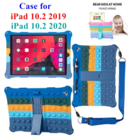 Push It Bubble Silicon Cover Case for Apple iPad 7th 8th Generation Case for Apple iPad 10.2 2019 A2197 A2198 A2200 Stand Case
