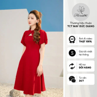 [Voucher 15% MOV 199K cap 100K  Đầm xòe tay bồng HeraDG thiết kế cổ tròn xếp ly nữ tính chất liệu Tu