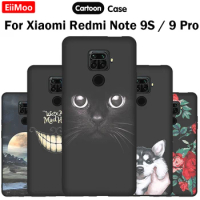 EiiMoo Soft Cover For Xiaomi Redmi Note 9 Pro Phone Case Cartoon Silicone TPU Black Cover For Xiaomi Redmi Note 9S Coque Cases