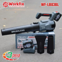 Máy Thổi lá Pin Workfix WF-LB03Bl , 3 Tốc độ gió, động cơ không chổi than 1000w Động Cơ lớn 12 cánh 