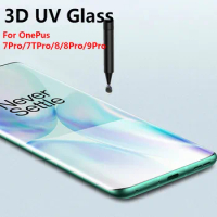 JGKK for OnePlus 9 8 7 7T Pro UV Glass Screen Protector Liquid Full Glue Tempered Glass for One Plus 9 8 7T Pro Potective Film