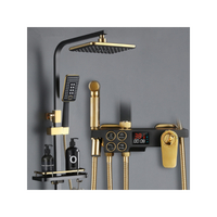 Thermostatic Shower Set Full Copper Bathroom Button Black Gold Pressurized Head