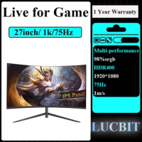LUCBIT 27 inch Monitor 144hz 75hz IPS Display Game Screen Curved 1920*1080 98%sRGB