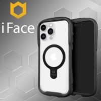 日本 iFace iPhone 15 Pro Max Reflection MagSafe 抗衝擊強化玻璃保護殼 - 黑色