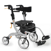 Elderly Trolley Walker Scooter Four-Wheel Mobility Aids Aluminum Alloy Elderly Shopping Cart Lightweight Folding