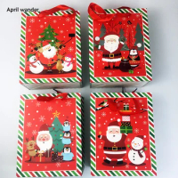4pcs/lot Lovely Santa Claus printed bag Christmas party bags Xmas Handbags Paper Gift Bags for Merry Christmas Party Supplies