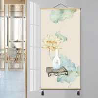 新中式禪意古風荷花裝飾畫客廳玄關墻壁畫電箱遮擋背景墻掛畫布藝