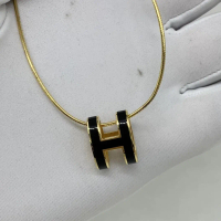 Pre-Owned HERMES BLACK FINE JEWELRY NECKLACE POP H GHW 6.83G (RUNX/WISNG)