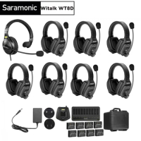 Saramonic Witalk WT8D Full Duplex Wireless Intercom Headset System Team Communication Headsets Microphone for Film Stage Sports