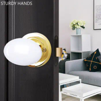Ceramic Spherical Handle Bathroom Door Lock Zinc Alloy Keyless Door Locks Bedroom Mute Single Tongue Lockset Home Hardware
