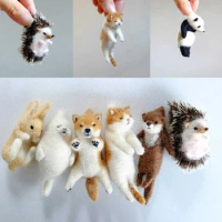 Cute Animal Wool Felt DIY Handmade Plush Material Package Stitch Craft Funny Poke Poke Needle Felting Kit Non Finished Poked Set