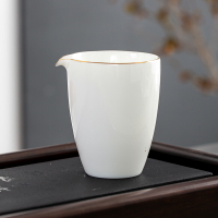 德化白瓷件公道杯羊脂玉茶海功夫茶具配手繪青花描金過濾組茶道