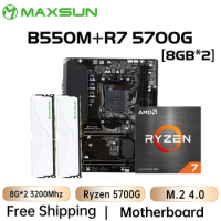 MAXSUN B550M with Ryzen 7 5700G CPU RAM DDR4 16GB (8GB*2) 3200MHz Motherboard Kit Desktop Computer Gaming AMD Mainboard Set