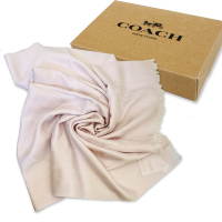 COACH 新款大C LOGO羊毛混桑蠶絲巾圍巾禮盒(珍珠粉)