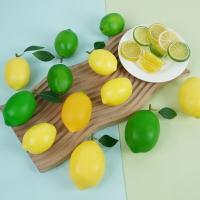 仿真檸檬模型青檸檬塑料泡沫假水果片裝飾品攝影道具早教玩具