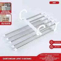 Gantungan Baju Lipat Multifungsi 360°/ Hanger Besi Lapis Plastik/ Gantungan Jemuran dengan Jepitan G