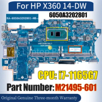 6050A3202801 For HP X360 14-DW Laptop Mainboard M21495-601 SRK02 i7-1165G7 100％ Tested Notebook Motherboard