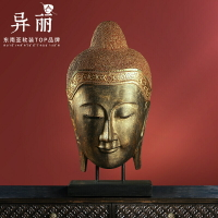泰國工藝品泰式大型木雕佛頭佛首擺件會所釋迦牟尼禪意裝飾品