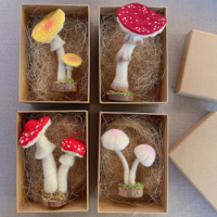Sheep Felt Poke Lesen Mushroom Multi-color Series Home Decoration Creative Housewarming Gift DIY Handmade Needle Felting Kit