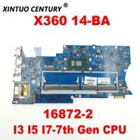 16872-2 Original Motherboard for HP Pavilion X360 14-BA Laptop Motherboard with I3 I5 I7-7th Gen CPU DDR3