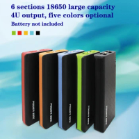 6* 18650 Battery Charger Cover Power Bank Case Cute DIY Box 4 USB Powerbank Case 5colors Power Bank Cover Kit