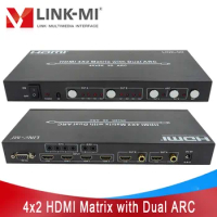 LINK-MI HDMI Matrix 4x2 Switcher Splitter with Audio Extractor IR Remote control hdmi matrix ARC HIFI RS232