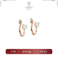 Anting Emas Fashion Wanita Model Jepit Rosegold 17K/750 Terbaru Termurah Asli