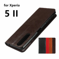 Deluxe leahter case For Sony Xperia 5 II Flip Cover Protective Case capa fundas coque