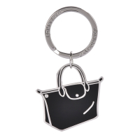 LONGCHAMP Le Pliage金屬LOGO經典包包造型鑰匙圈-黑色