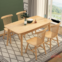 包郵實木餐桌現代簡約橡木小戶型飯桌北歐家用餐桌椅組合定制家具