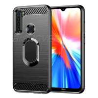 For Redmi Note 8 Pro Brushed Carbon Fiber Silicone Case For Xiaomi Redmi Note 8 Pro Magnetic Ring Holder Stand Soft Cover