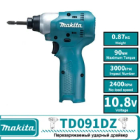Makita 10.8V Cordless Impact Driver TD091DZ Rechargable Electric Drill Screwdriver 90 Nm Household Power Tools Without Battery