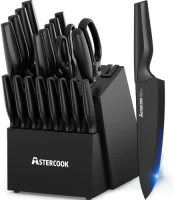 Knife Set,  21 Pieces Knife Sets for Kitchen with Block, Dishwasher Safe Kitchen Knife Set with Buil