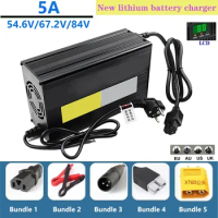 5A 54.6V/67.2V/84V Lithium Battery Charger 110V/220V For 48V 13S / 60V 16S / 72V 20S ebike Battery Fast Charger With LED display