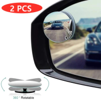 2 PCS HD Glass Round Blind Spot Mirror 360 Adjustable frameless Convex parking Rear view mirror for SUV Car Truck motorcycle