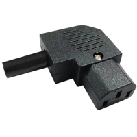Black 10A CE Copper IEC320 C13 Computer UPS PDU Power Outlet Connector Elbow Triprong Adaptor Plug 3p Receptacle Convert Socket