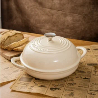 Cast iron enamel bread pot, European bread shallow pot, oven, gas universal stew pot, cooking kitchen utensils 26CM Stock Pots