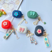 fundas For anker Soundcore Life Note 3i / Life A3i Case flower canvas silicone Earphones Cover with keychain hearphone box