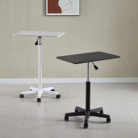 滑輪移動小桌子站立式工作臺可升降小型床邊桌筆記本電腦辦公書桌-快速出貨